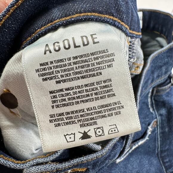 Agolde Jeans Women 27 Blue Nico High Rise Slim Cabana Button Fly Dark Wash Denim - Picture 5 of 13